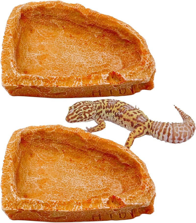 CATENEED 2 Pack Corner Reptile Water Dish Food Bowl Bearded Dragon Bowls, Reptile Food Bowl for Hermit Crab Bearded Dragon Lizard Gecko Frog Tortoise - Image 1